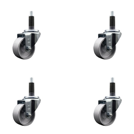 Service Caster 3'' Semi Steel Wheel Swivel 1'' Expanding Stem Caster Set, 4PK SCC-EX20S314-SSS-1-4